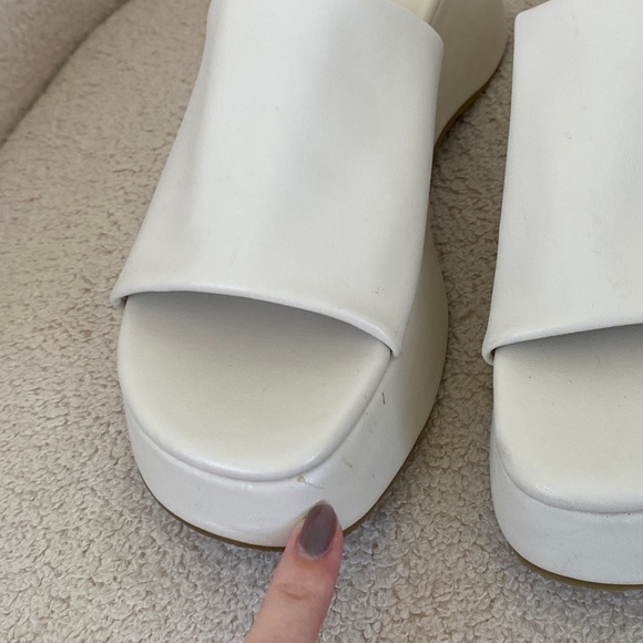 NWT Glassons Bone Platform Vegan Leather Slide Sandals | Faux-Leather Slides - Picture 5 of 12